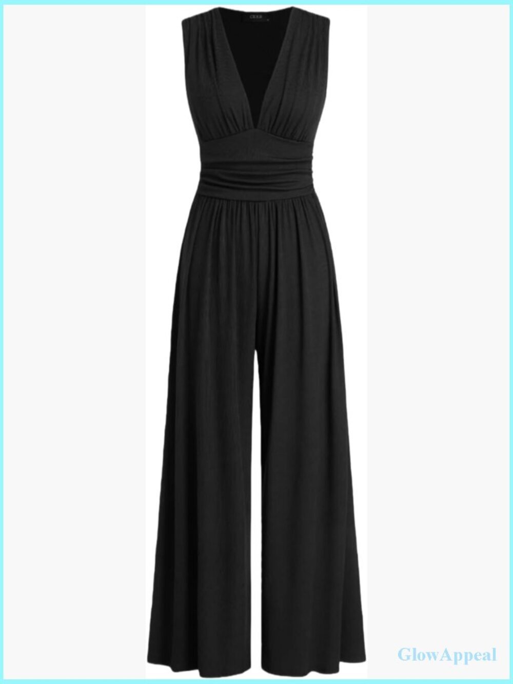 Rib Knit Wide Leg One Piece Jumpsuit - Stretchy Casual Dressy